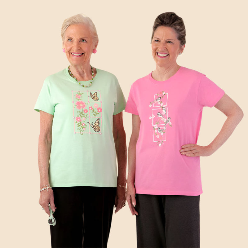 Women's Printed T-Shirt by Buck & Buck in Pink, and available in different sizes. This tops item is part of our t-shirts collection.