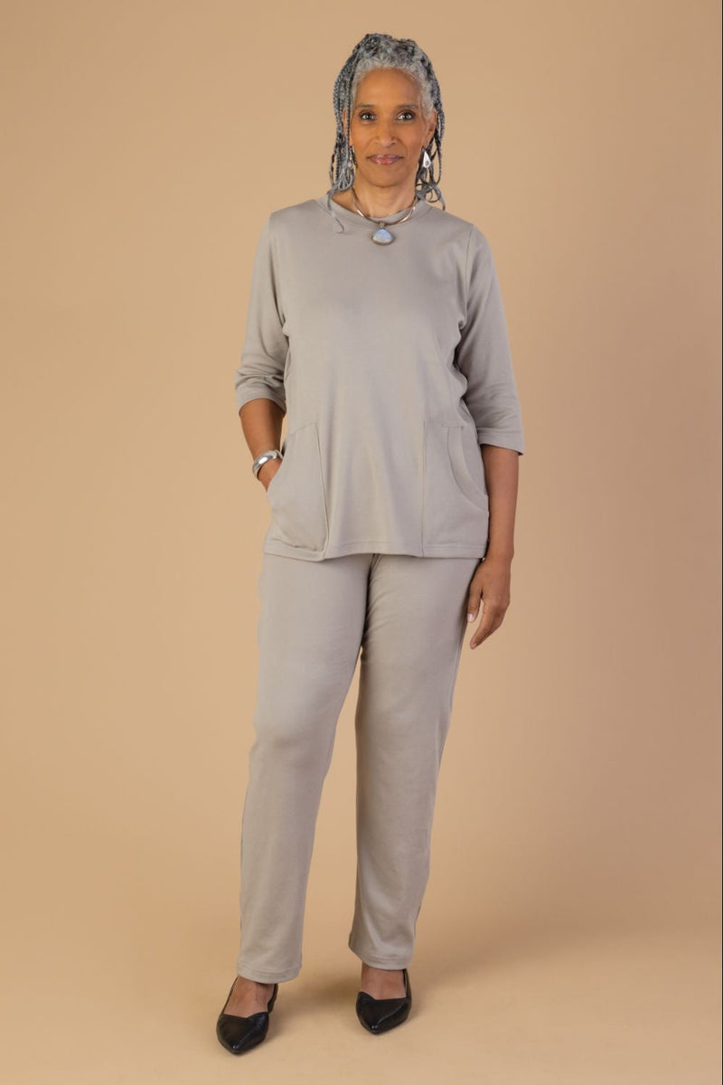 Women's Side-Zip Knit Pants by Buck & Buck in Tan/beige, and available in different sizes. This bottoms item is part of our pants collection.