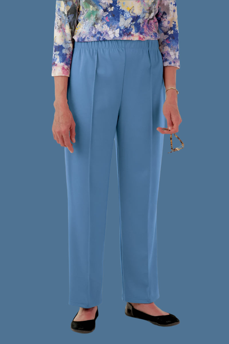 Poly Knit Pants for women by Buck & Buck in Medium Blue, and available in different sizes. This bottoms item is part of our trousers collection.