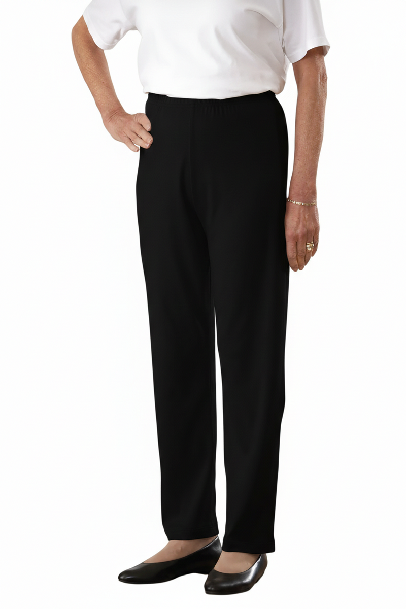 Women's Cotton/Poly Knit Pants by Buck & Buck in Black, and available in different sizes. This bottoms item is part of our trousers collection.