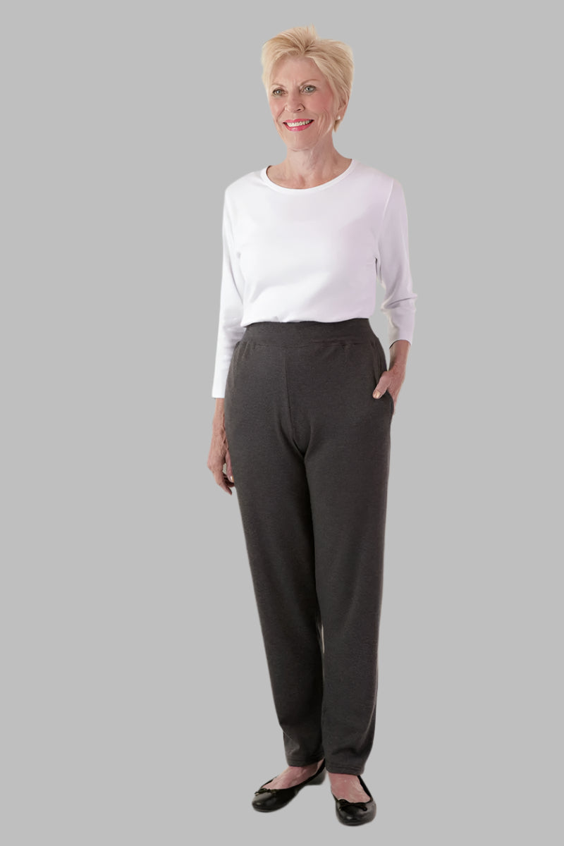 Soft Waist Knit Pants for women by Buck & Buck in Charcoal, and available in different sizes. This bottoms item is part of our trousers collection.