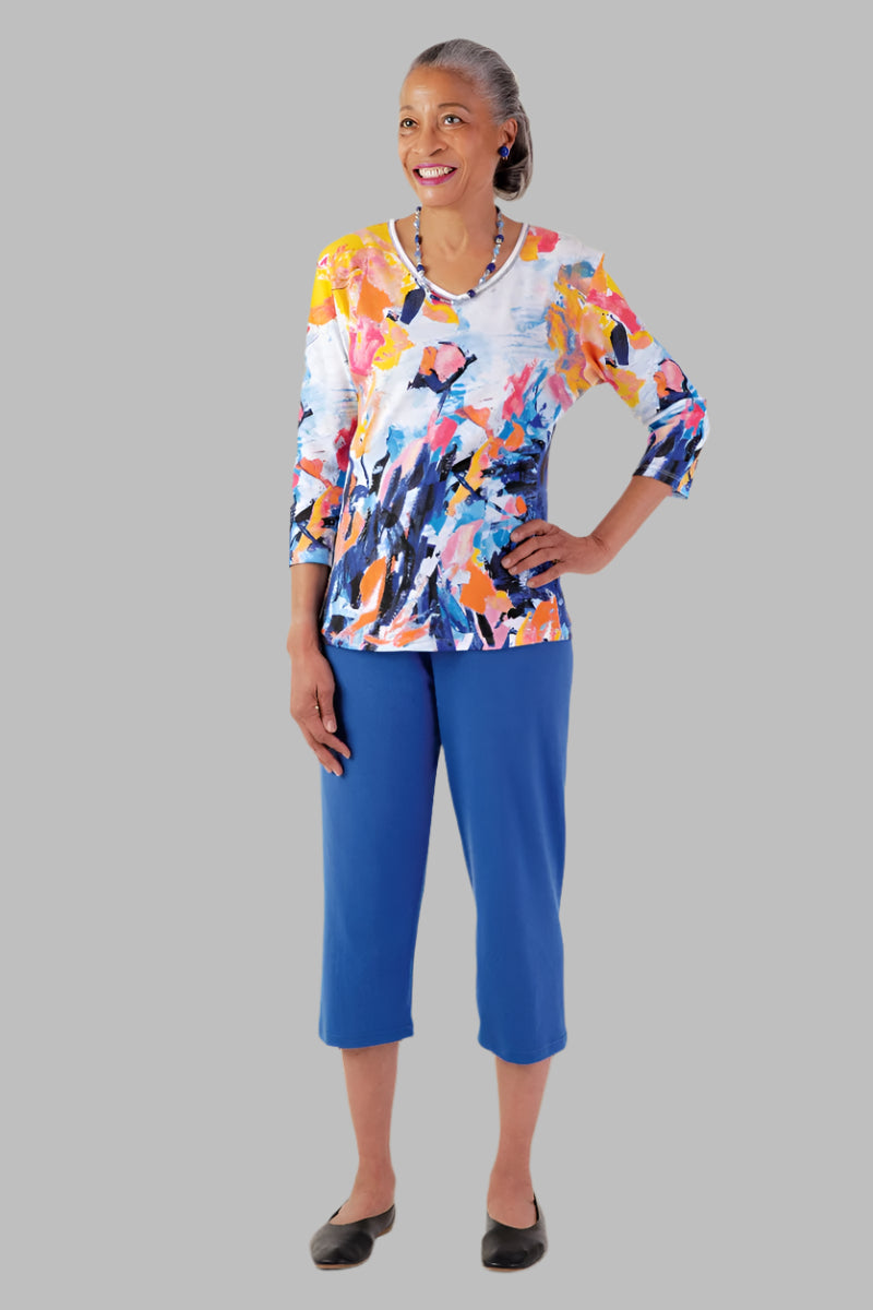 Cotton/Poly Knit Capri Pants for women by Buck & Buck in Royal, and available in different sizes. This bottoms item is part of our trousers collection.