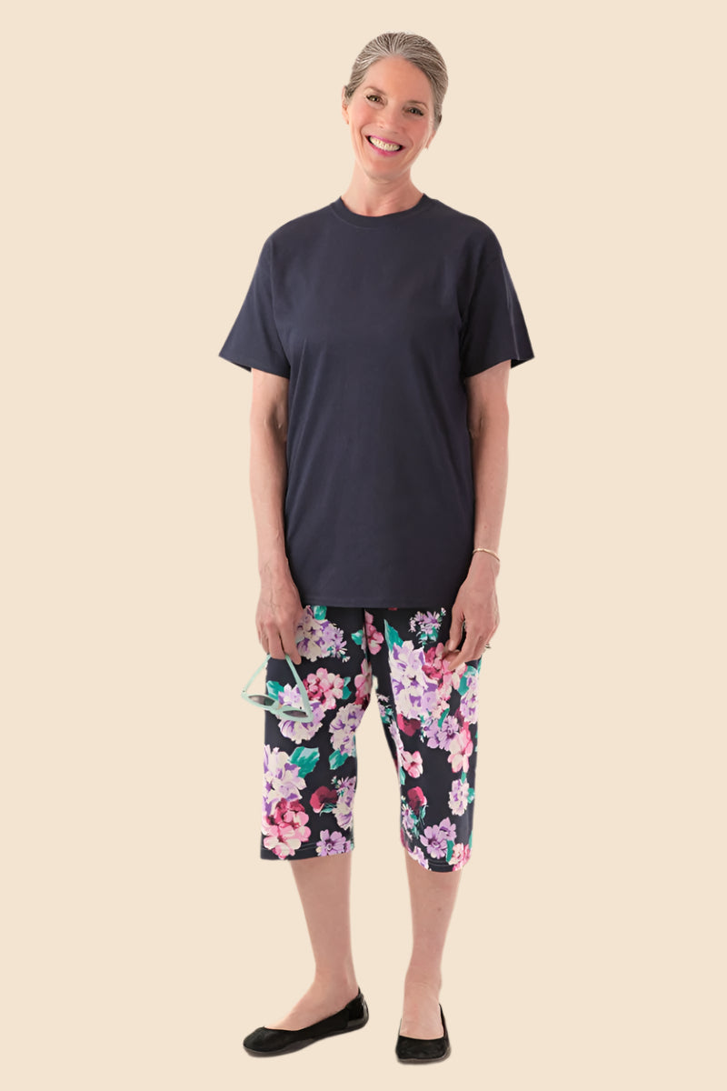 Printed Capri Knit Pants for women by Buck & Buck in Black, and available in different sizes. This bottoms item is part of our trousers collection.