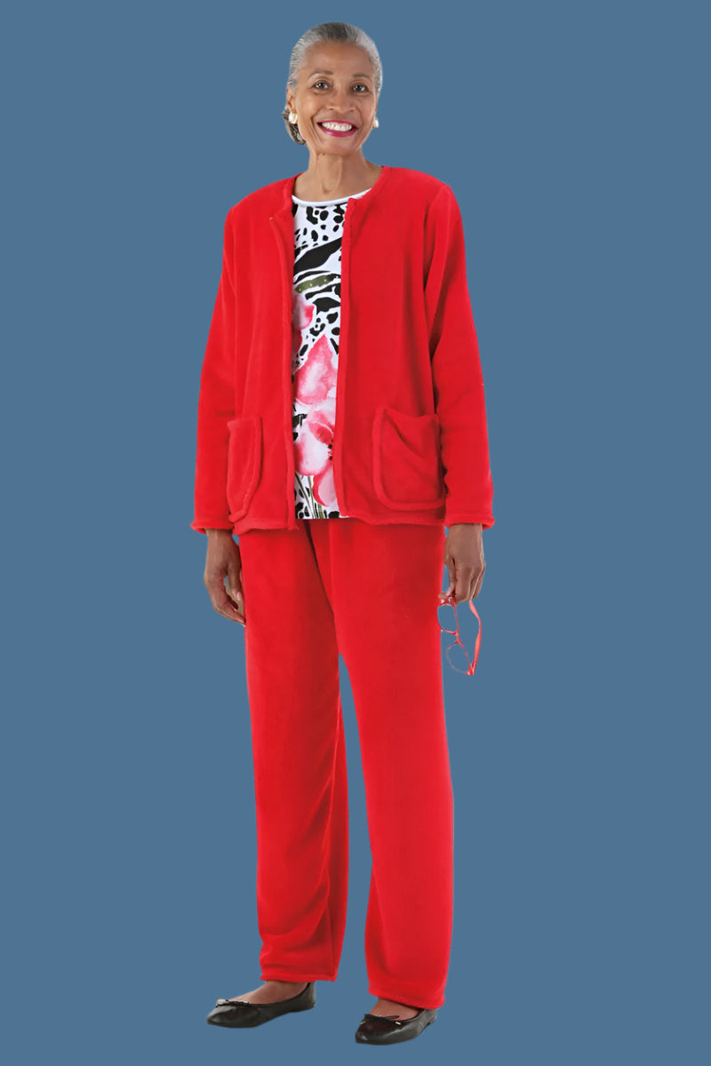 Women's So-Soft Pull-On Pants by Buck & Buck in Red, and available in different sizes. This bottoms item is part of our loungewear bottoms collection.