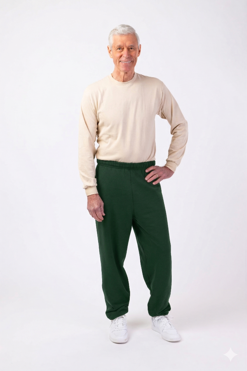 Men's Basic Sweatpants by Jerzees in green, and available in different sizes. This bottoms item is part of our sweatpants collection.