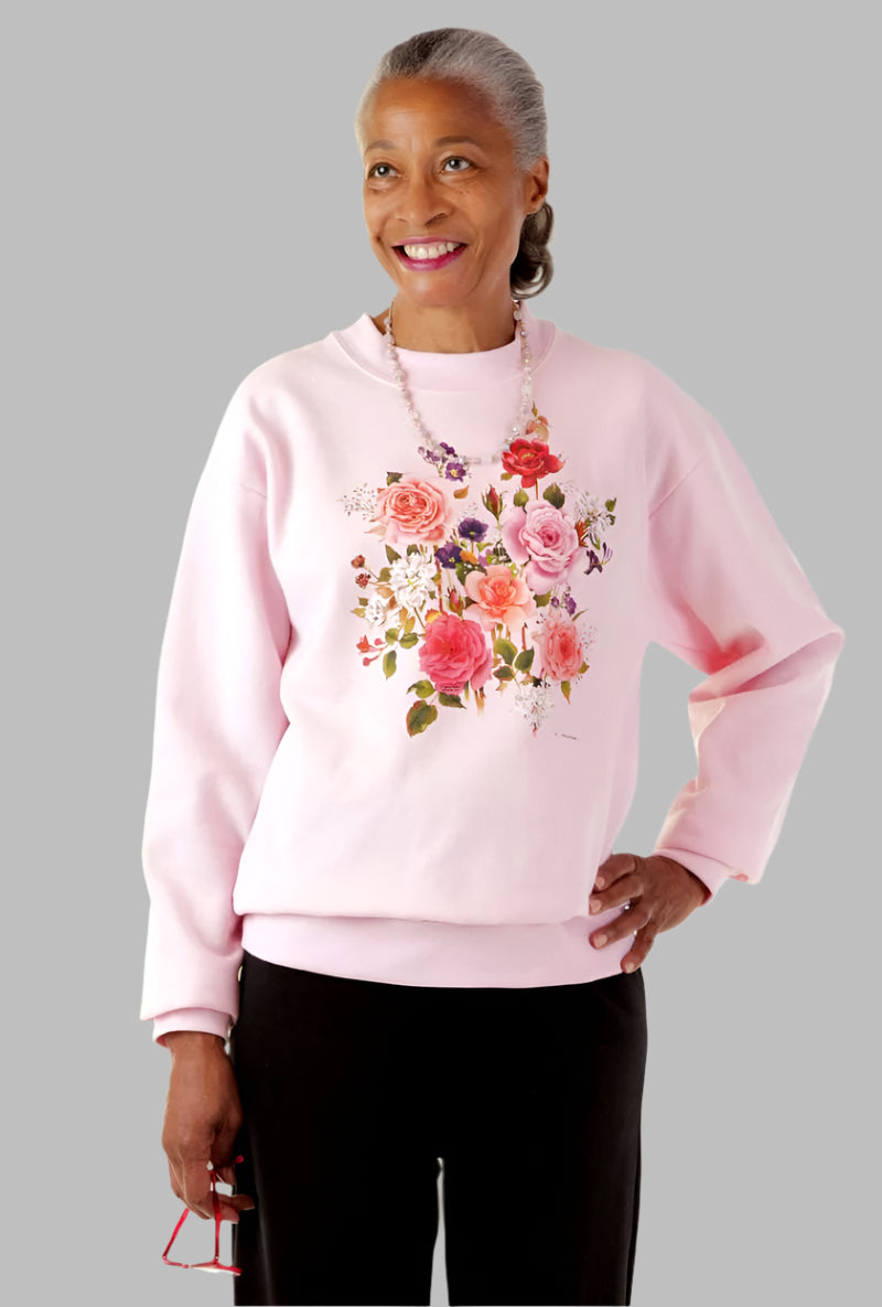 Women's Printed Sweat Top by Buck & Buck in Pink, and available in different sizes. This tops item is part of our sweatshirts collection.