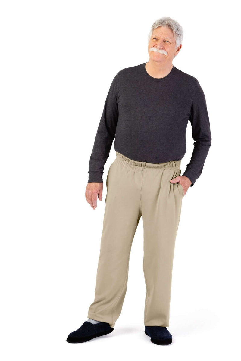 Men's Knit Pants by Buck & Buck in Khaki, and available in different sizes. This bottoms item is part of our trousers collection.