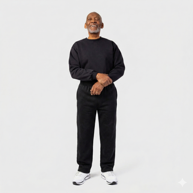 Men's Open Cuff Sweatpants by Port & Co. in black, and available in different sizes. This bottoms item is part of our sweatpants collection.