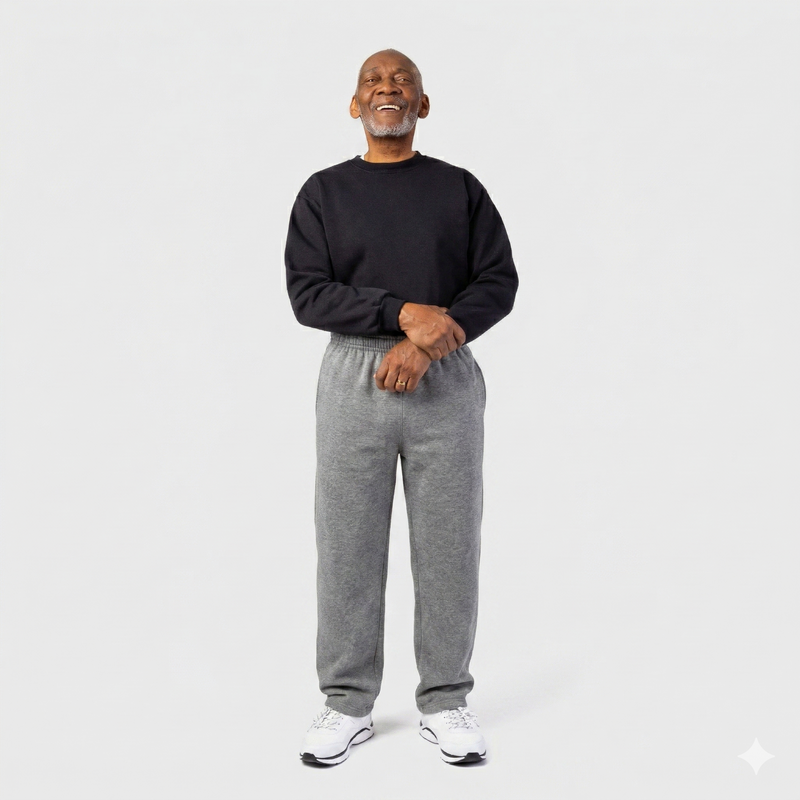 Men's Open Cuff Sweatpants by Port & Co. in gray, and available in different sizes. This bottoms item is part of our sweatpants collection.