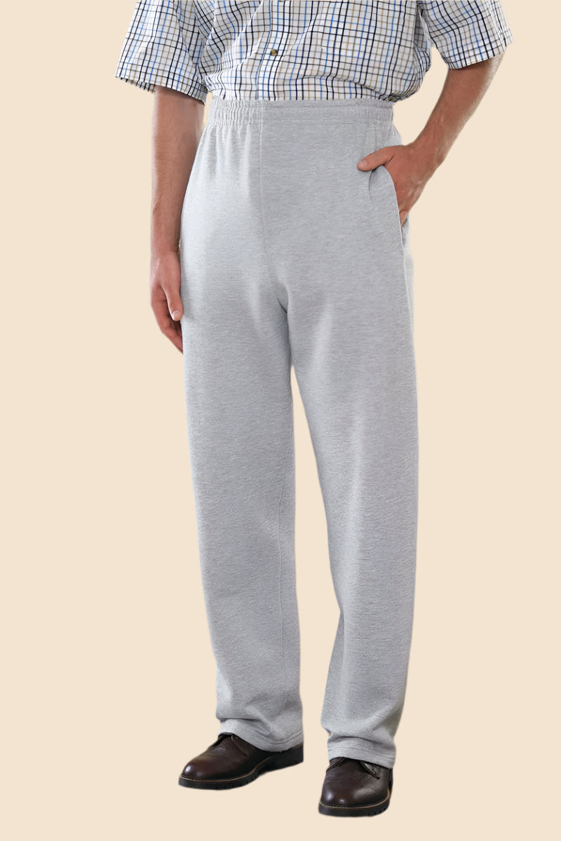 Men's Open Cuff Sweatpants by Buck & Buck in Gray, and available in different sizes. This bottoms item is part of our sweatpants collection.
