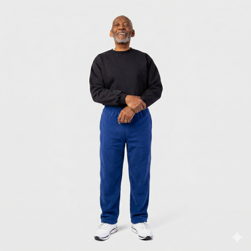 Men's Open Cuff Sweatpants by Port & Co. in royal, and available in different sizes. This bottoms item is part of our sweatpants collection.