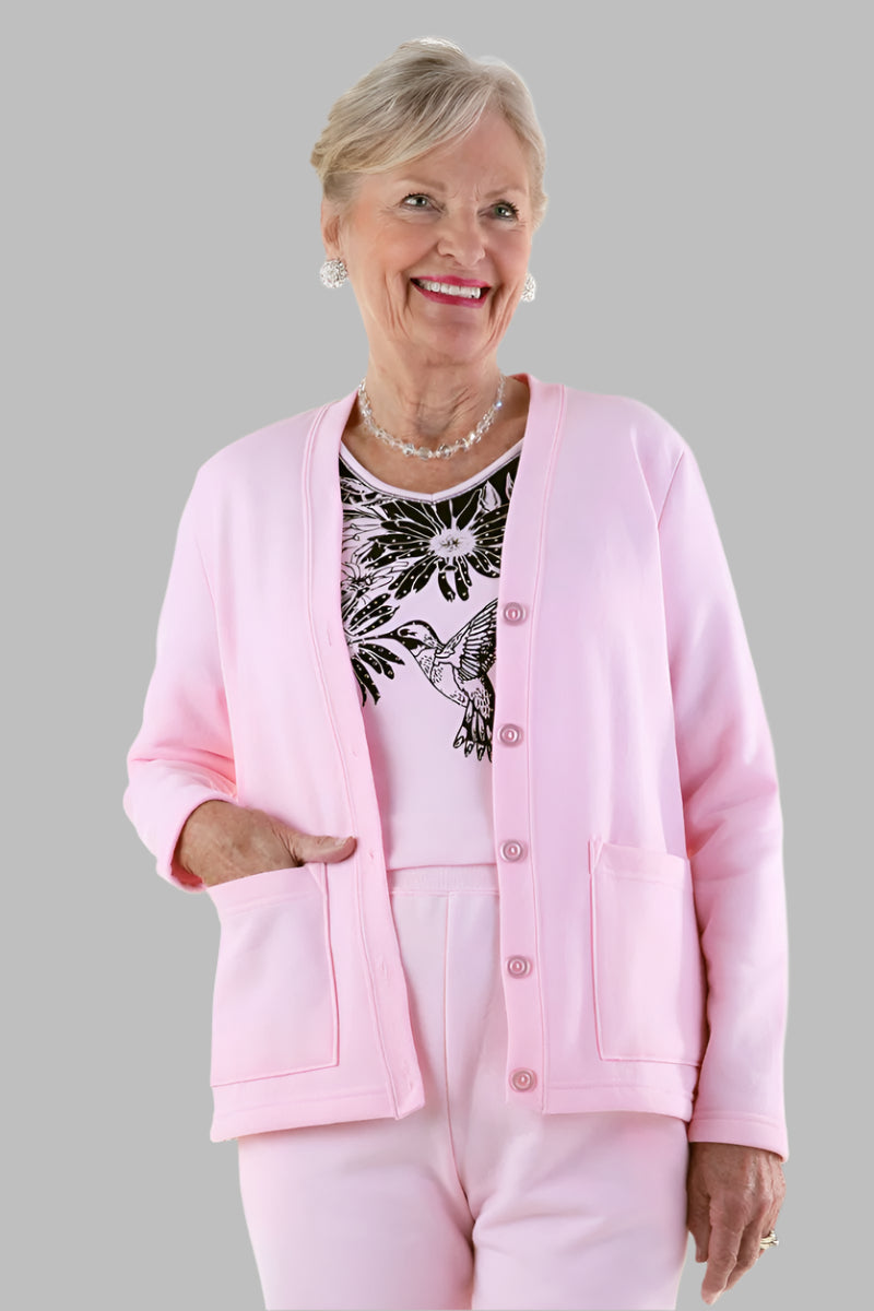 V-Neck Fleece Cardigan for women by Buck & Buck in Pink, and available in different sizes. This tops item is part of our cardigans collection.