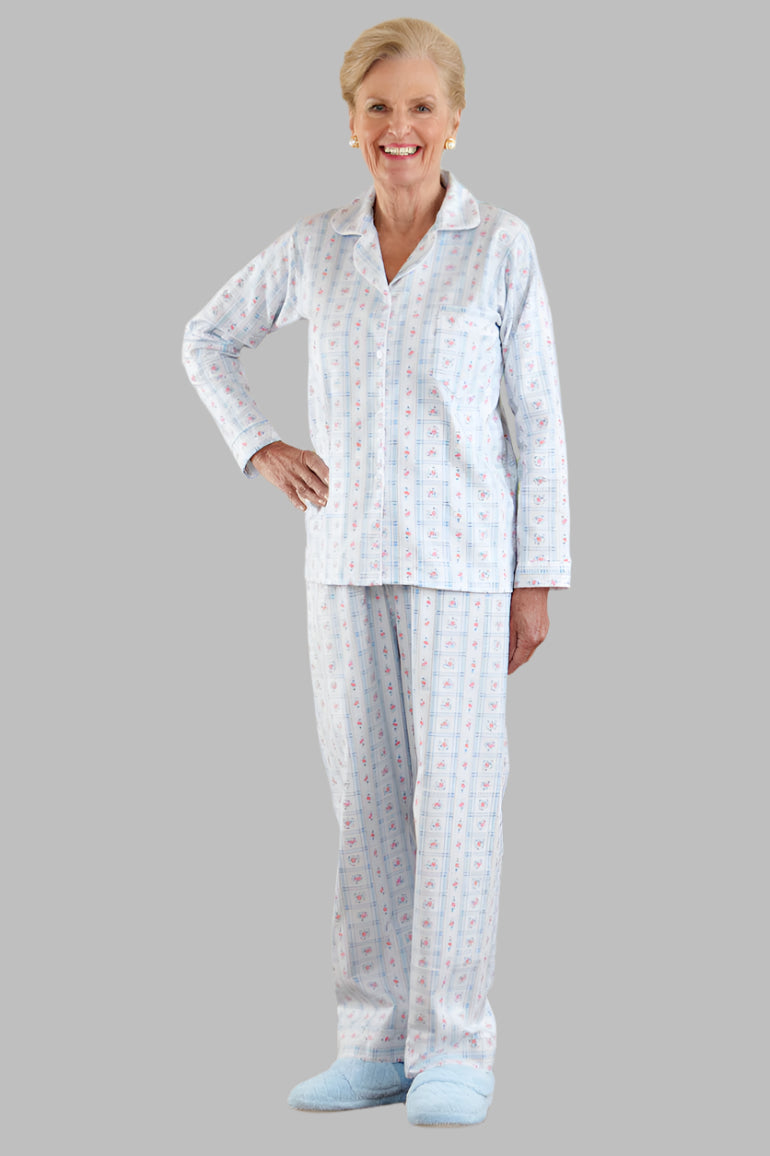 Women's Flannel Pajamas by Buck & Buck in Blue, and available in different sizes. This sleepwear item is part of our pajamas collection.