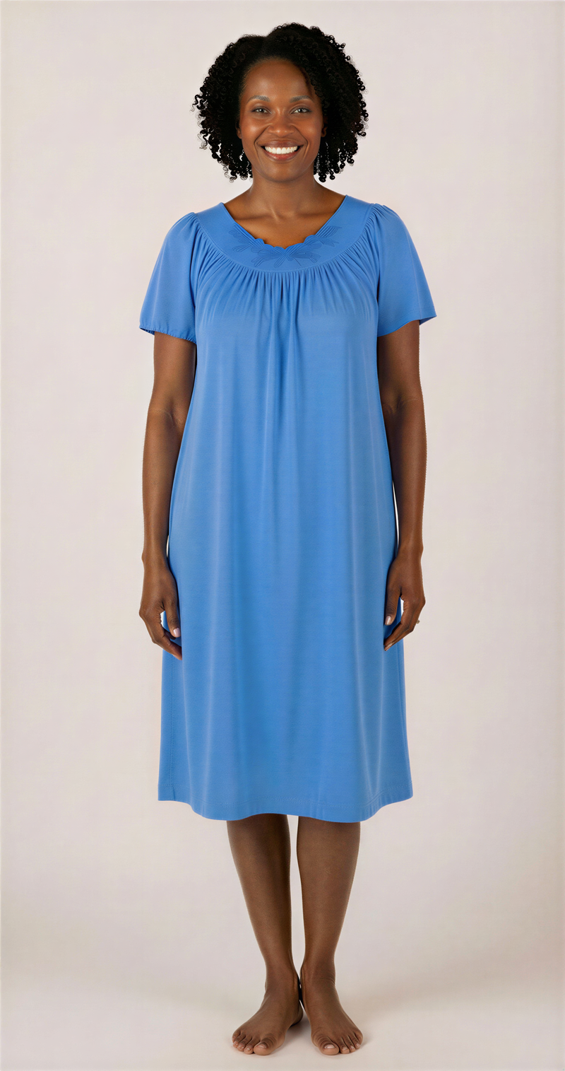 Shadowline Petals Short Gown by Shadowline in blue and available in different sizes. This nightgown item is part of our sleepwear collection.