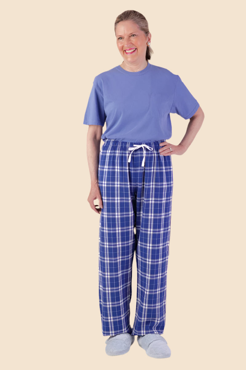 Women's Flannel PJ Pants by Buck & Buck in Blue, and available in different sizes. This sleepwear item is part of our pajamas collection.