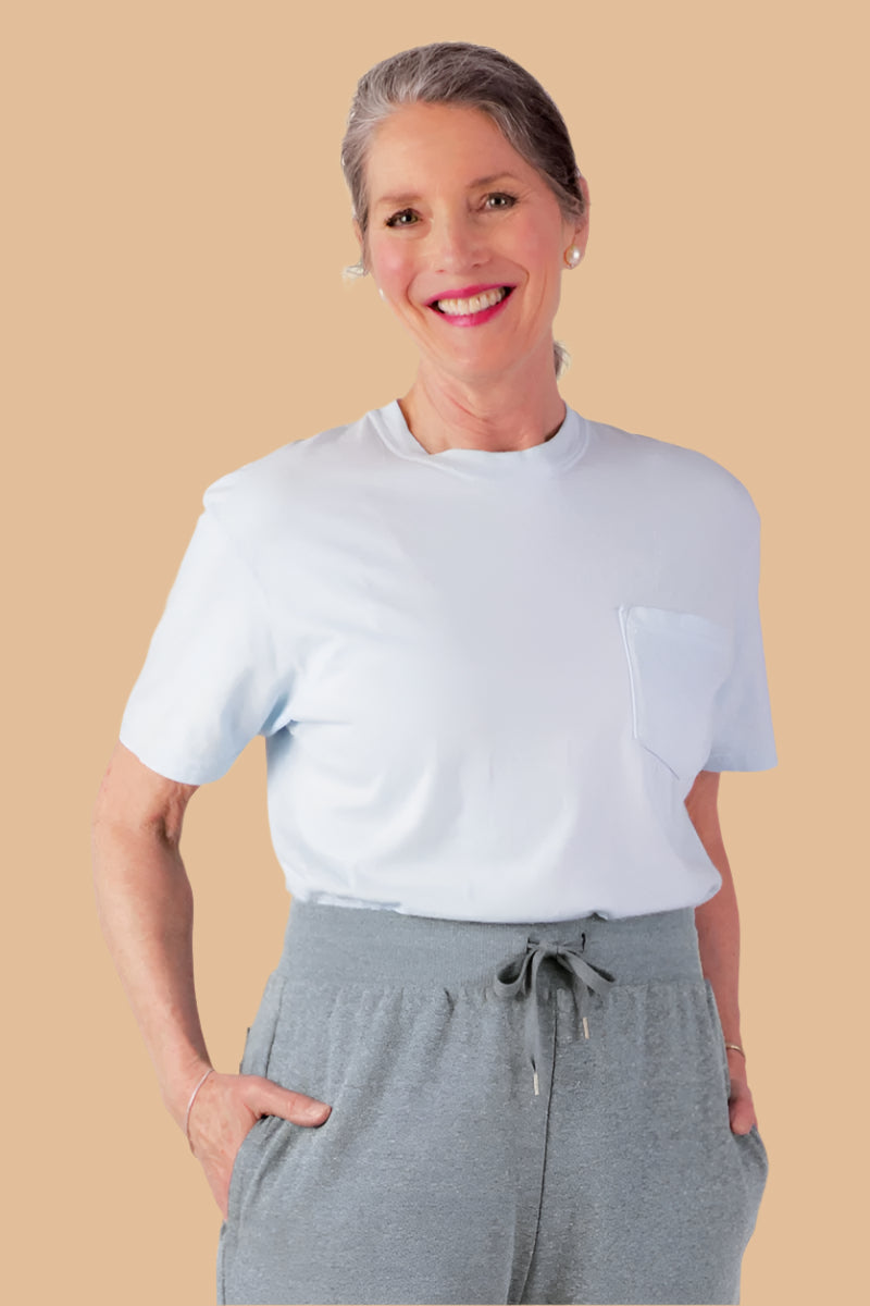 Women's Soft Touch T-Shirt by Buck & Buck in Gray, and available in different sizes. This tops item is part of our t-shirts collection.