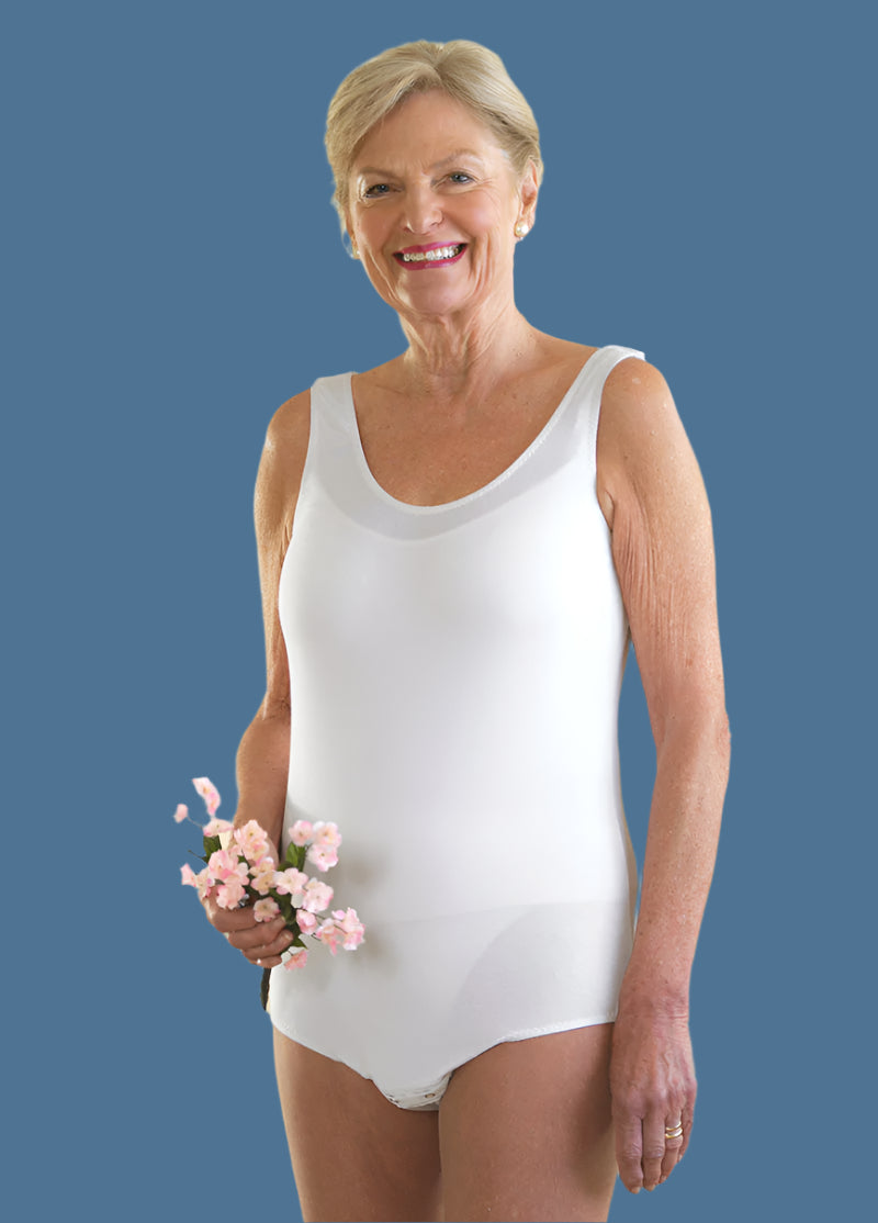 Adult Onesie for women by Buck & Buck in White Size Waist Range (inches) S 25'' – 32'' M 28'' – 37'' L 32'' – 43'' XL 36'' – 48'', and available in different sizes. This undergarments item is part of our bodysuits collection.