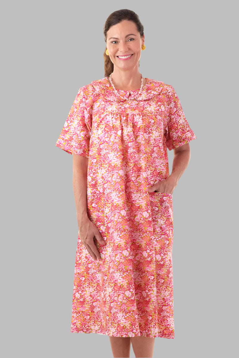 Short Sleeve Snap Back Duster for women by Buck & Buck in Pink, and available in different sizes. This sleepwear item is part of our nightgowns collection.
