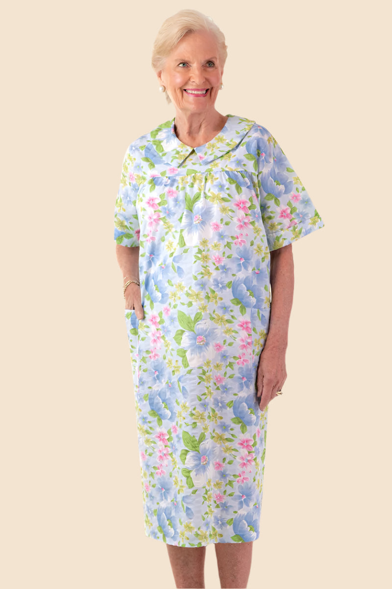 Short Sleeve Snap Back Duster for women by Buck & Buck in Pink, and available in different sizes. This sleepwear item is part of our nightgowns collection.