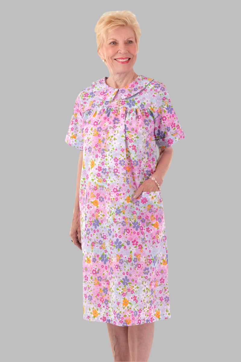 Short Sleeve Snap Back Duster for women by Buck & Buck in Pink, and available in different sizes. This sleepwear item is part of our nightgowns collection.