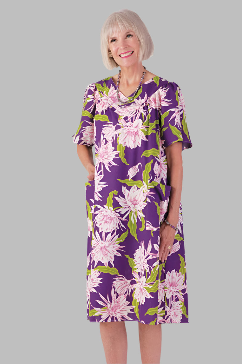 Hawaiian Print Wrap Back Muu Muu for women by Buck & Buck in Purple, and available in different sizes. This dresses & skirts item is part of our dresses collection.