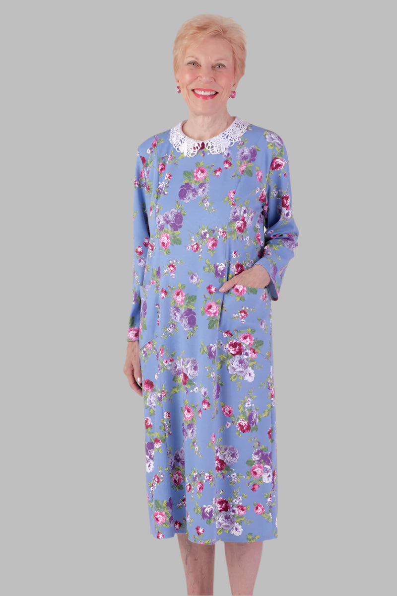 Printed Lace Collar Knit Snap Back Dress for women by Buck & Buck in Royal, and available in different sizes. This dresses & skirts item is part of our dresses collection.