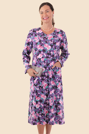 Printed Scoop Neck Wrap Back Knit Dress