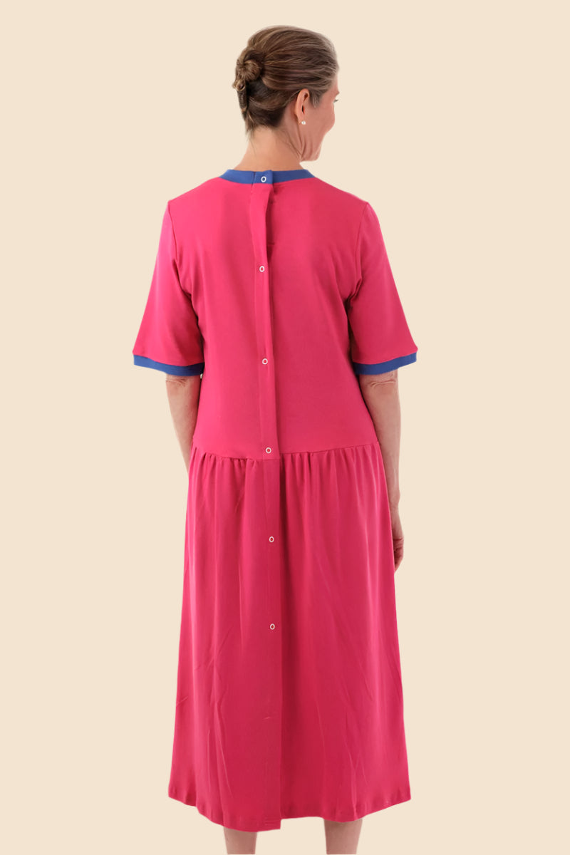 Short Sleeve Solid Knit Snap Back Dress for women by Buck & Buck, and available in different sizes. This bottoms item is part of our dresses collection.