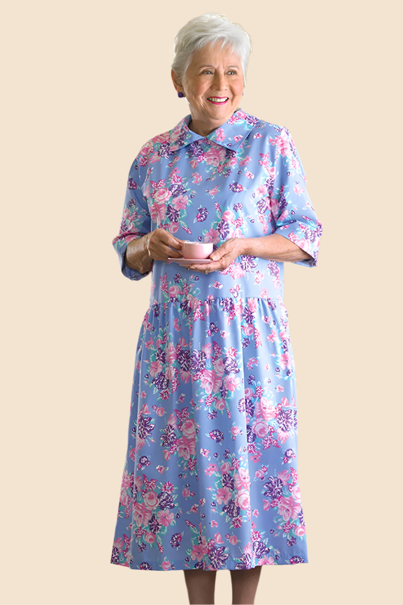 3/4 Sleeve Drop Waist Snap Back Duster for women by Buck & Buck in Royal, and available in different sizes. This sleepwear item is part of our nightgowns collection.