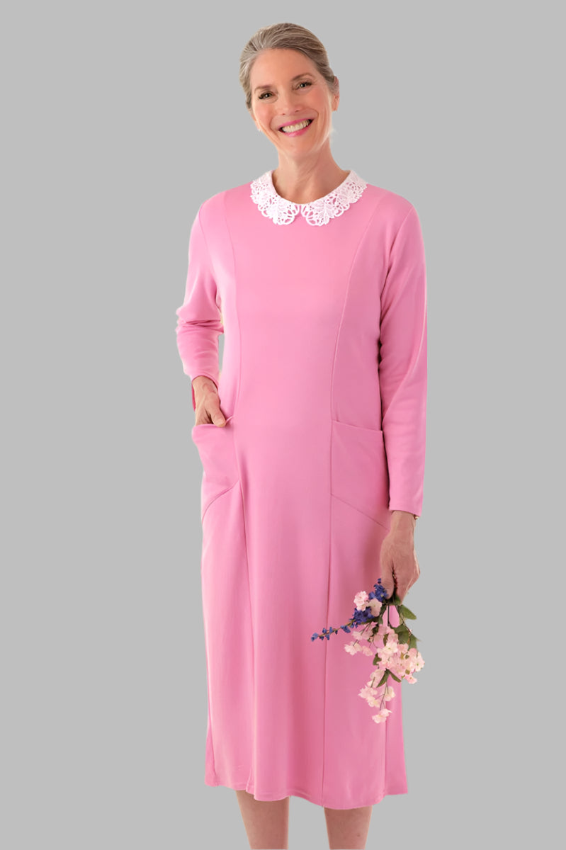 Lace Collar Knit Snap Back Dress for women by Buck & Buck in Fuchsia, and available in different sizes. This dresses & skirts item is part of our dresses collection.