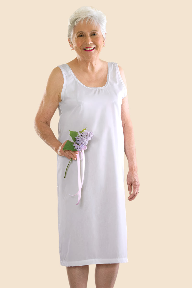 Cut-Away Snap Back Slip for women by Buck & Buck in White, and available in different sizes. This undergarments item is part of our women's underwear slips collection.