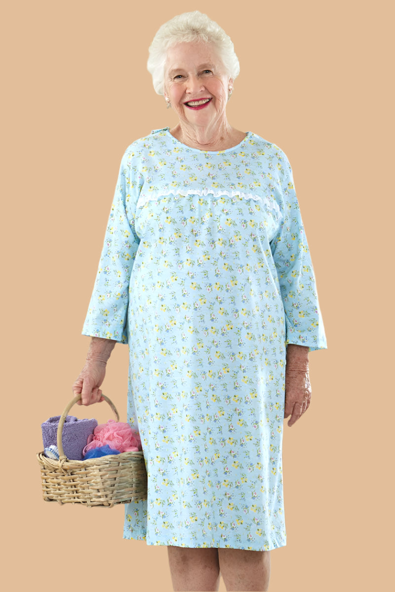 Knit Open Back Nightgown for women by Buck & Buck in Blue, and available in different sizes. This sleepwear item is part of our nightgowns collection.