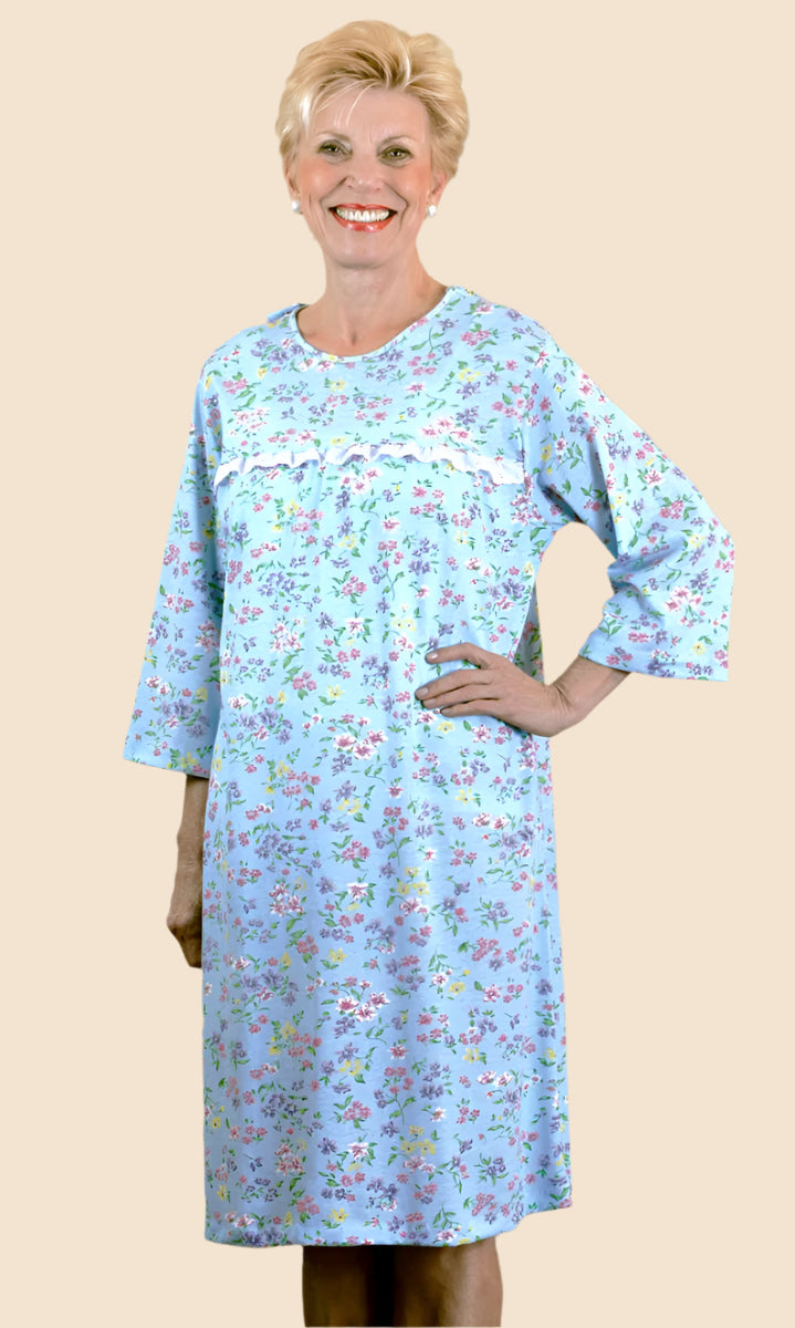 Knit Open Back Nightgown for women by Buck & Buck in Light Blue, and available in different sizes. This sleepwear item is part of our nightgowns collection.