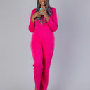 Women's solid long back-zip sleep suit by Buck & Buck in Fuchsia, and available in different sizes. This one piece garment item is part of our sleepwear collection