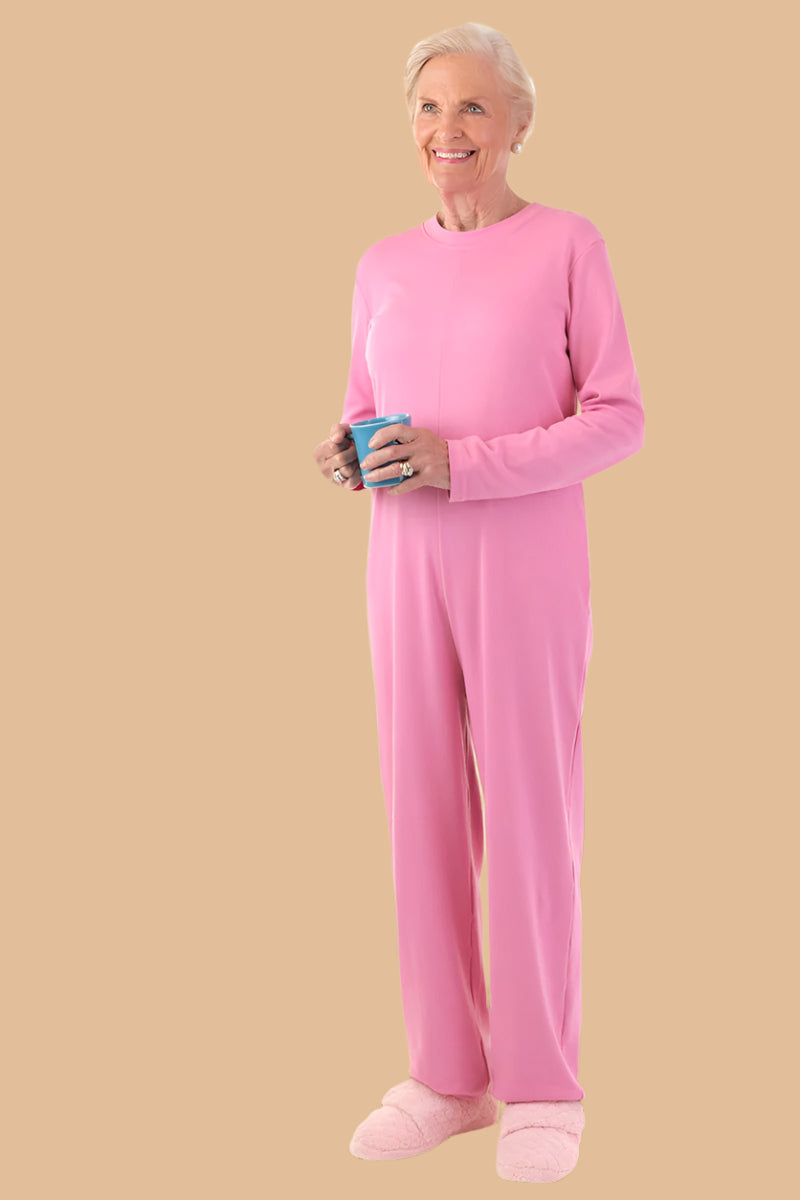 Long Solid Back-Zip Sleep Suit for women by Buck & Buck in Rose, and available in different sizes. This one-piece garments item is part of our sleepwear & loungewear collection.