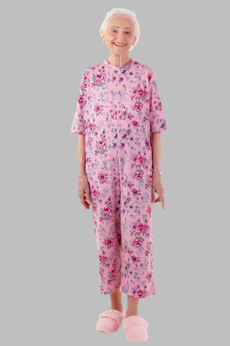 Capri Length Printed Back-Zip Sleep Suit for women by Buck & Buck, and available in different sizes. This one-piece garments item is part of our sleepwear & loungewear collection.