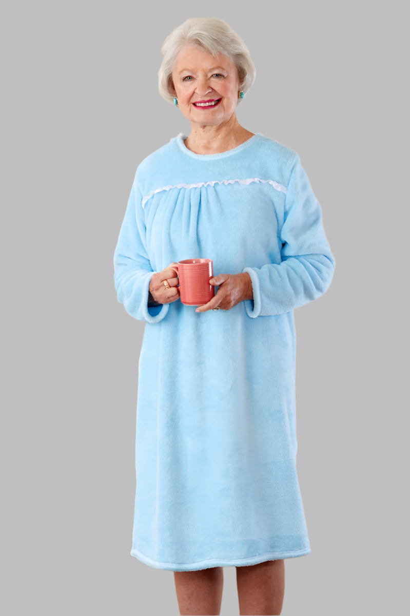 So-Soft Open Back Nightgown for women by Buck & Buck in Blue, and available in different sizes. This sleepwear item is part of our nightgowns collection.