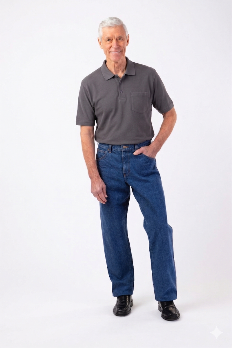 Men's Short Sleeve Polo Shirt by Buck & Buck in solid charcoal, and available in different sizes. This tops item is part of our polos collection.