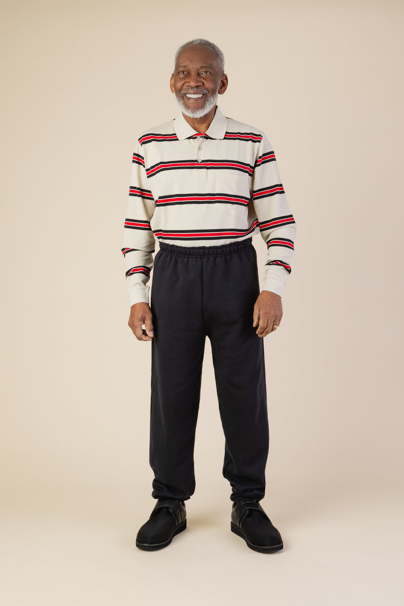 Men's Long Sleeve Polo Shirt by Buck & Buck in tan/beige stripes, and available in different sizes. This tops item is part of our polos collection.