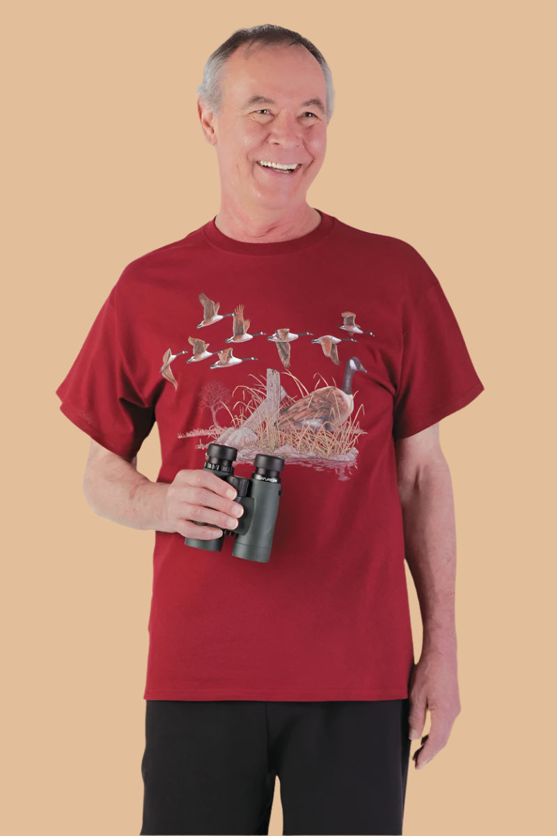 Men's Short Sleeve Printed Snap Back T-Shirt by Buck & Buck, and available in different sizes. This tops item is part of our t-shirts collection.