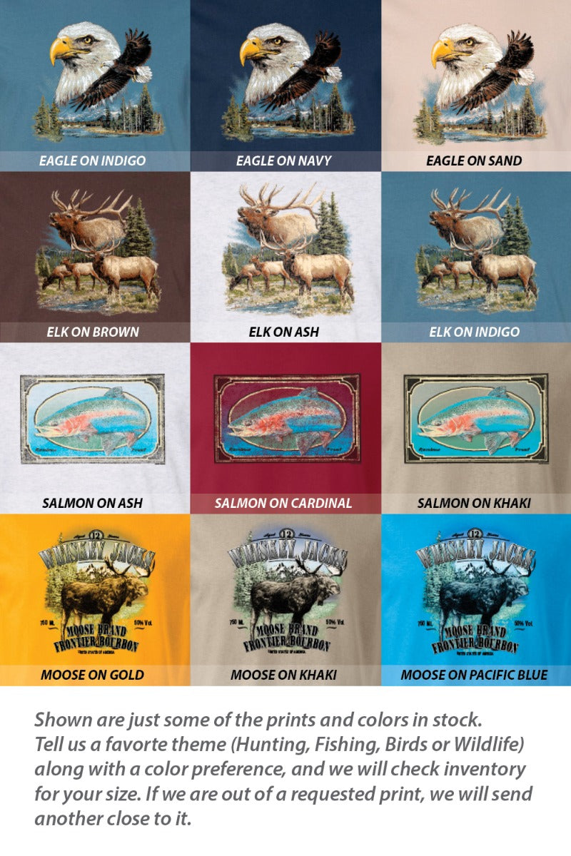 Men's Short Sleeve Printed Snap Back T-Shirt by Buck & Buck, and available in different sizes. This tops item is part of our t-shirts collection.