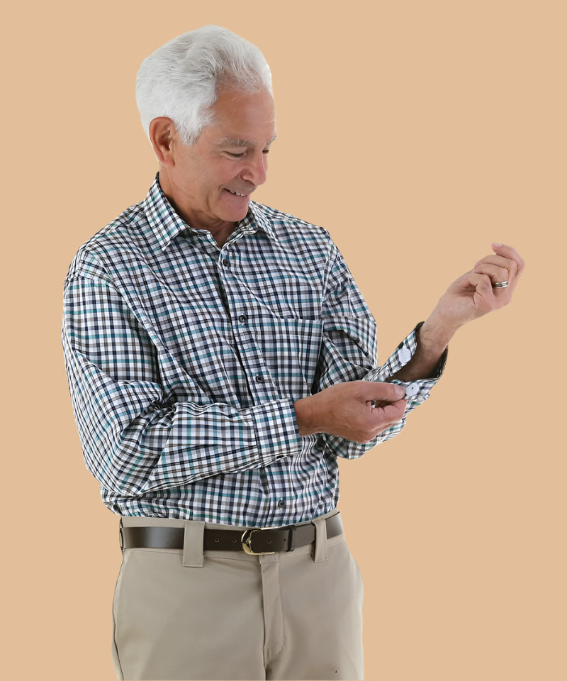 Long Sleeve Sport Shirt With VELCRO® Fasteners for men by Buck & Buck in Blue, and available in different sizes. This tops item is part of our shirts collection.