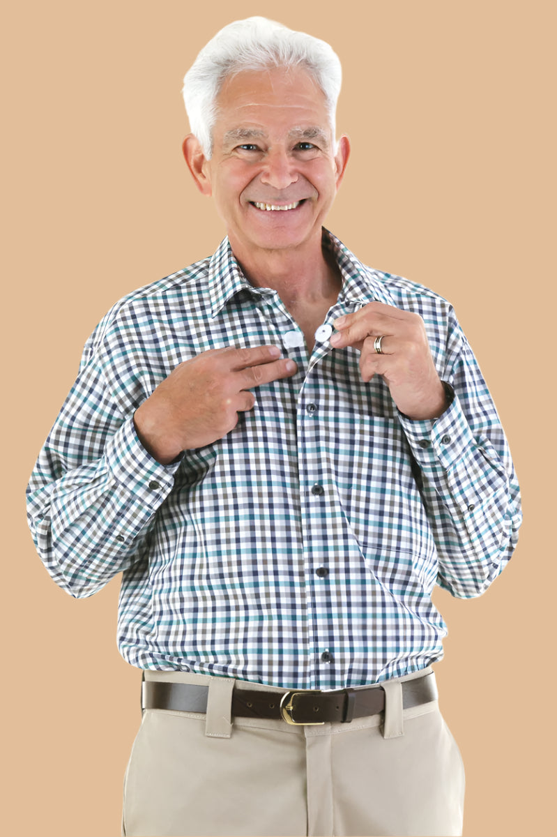 Long Sleeve Sport Shirt With VELCRO® Fasteners for men by Buck & Buck in Tan/Beige, and available in different sizes. This tops item is part of our shirts collection.