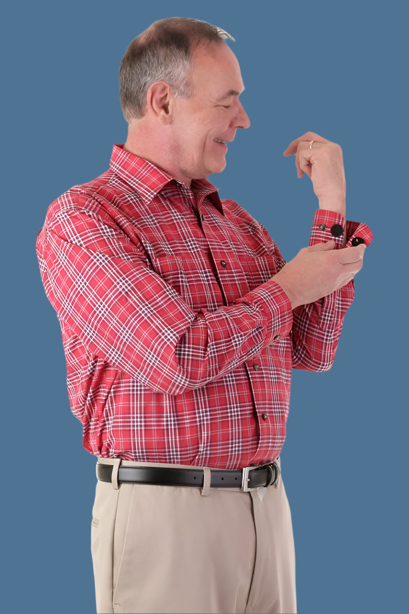 Long Sleeve Sport Shirt With VELCRO® Fasteners for men by Buck & Buck in Tan/Beige, and available in different sizes. This tops item is part of our shirts collection.