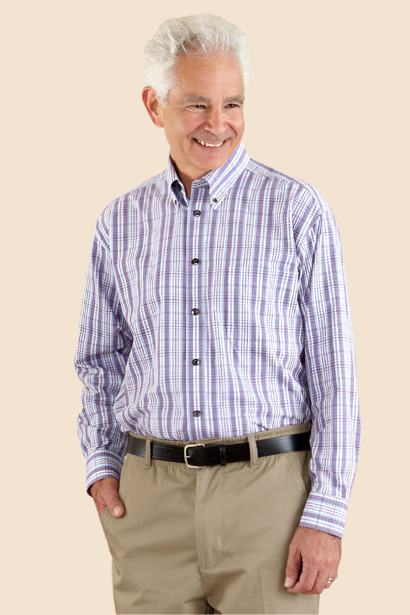 Long Sleeve Sport Shirt With VELCRO® Fasteners for men by Buck & Buck in Tan/Beige, and available in different sizes. This tops item is part of our shirts collection.