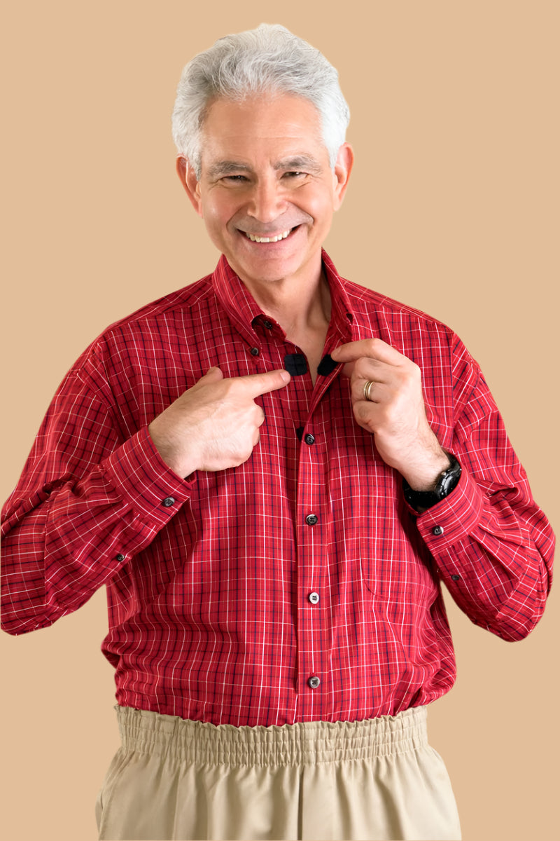 Long Sleeve Sport Shirt With VELCRO® Fasteners for men by Buck & Buck in Red, and available in different sizes. This tops item is part of our shirts collection.