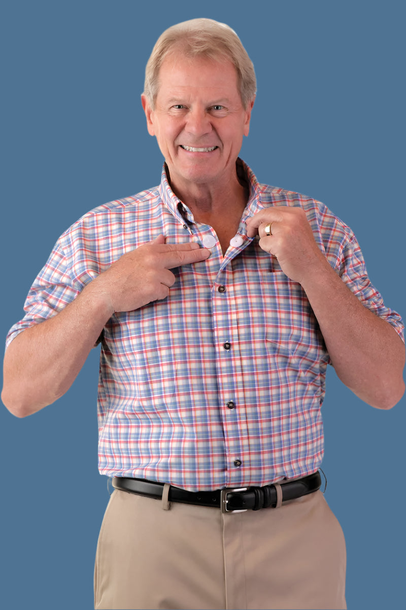 Short Sleeve Sport Shirt With VELCRO® Fasteners for men by Buck & Buck, and available in different sizes. This tops item is part of our shirts collection.