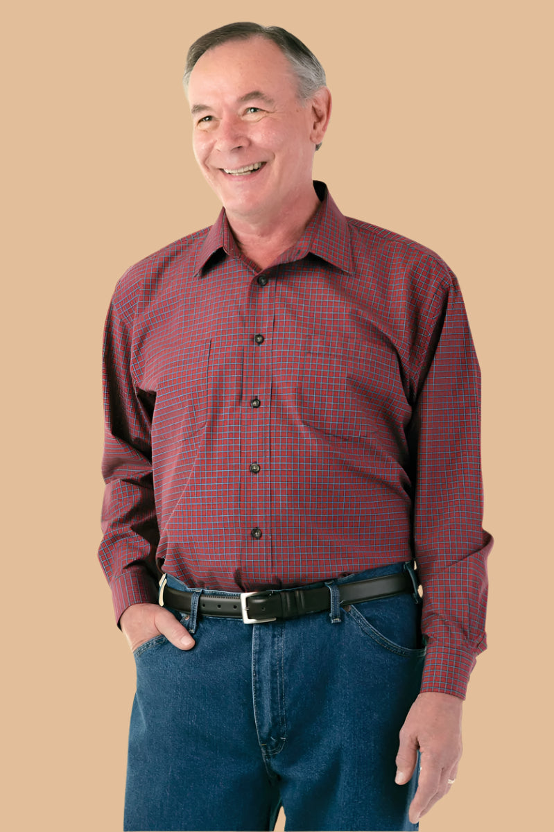 Long Sleeve Snap Back Sport Shirt for men by Buck & Buck in Burgundy, and available in different sizes. This tops item is part of our shirts collection.