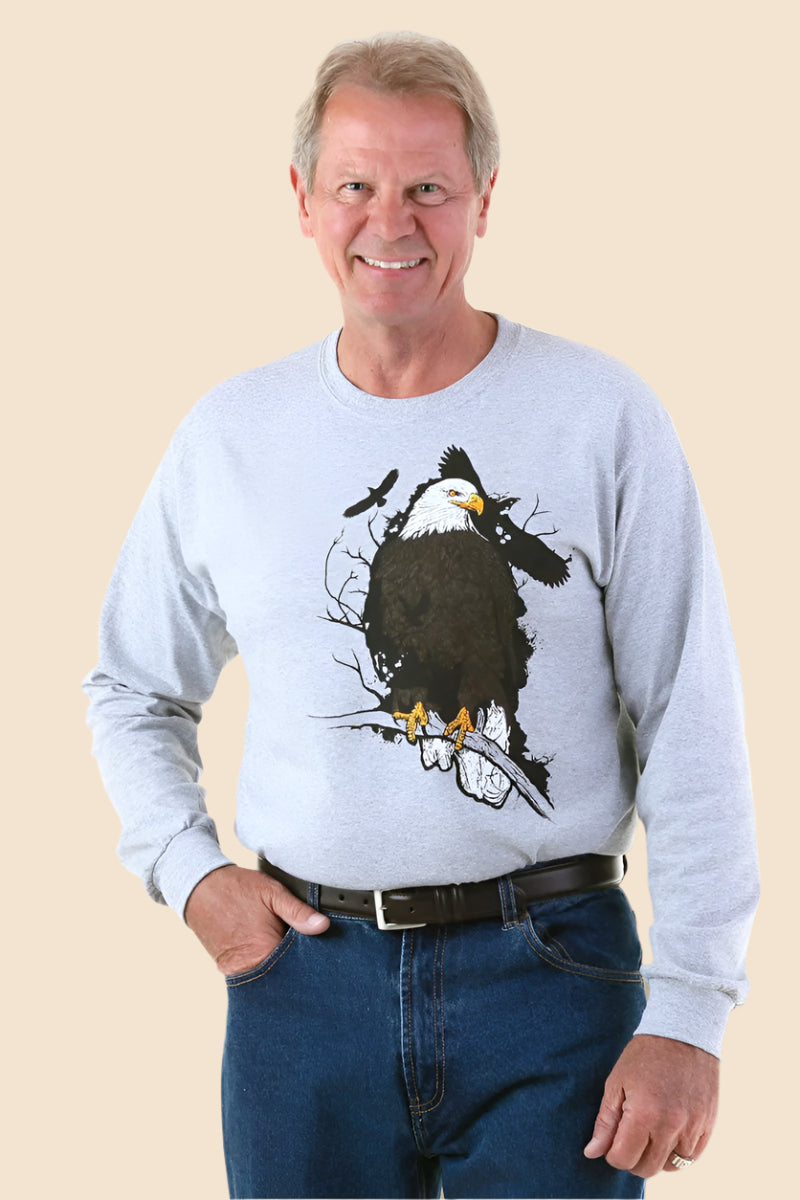 Men's Long Sleeve Printed Snap Back T-Shirt by Buck & Buck, and available in different sizes. This tops item is part of our t-shirts collection.