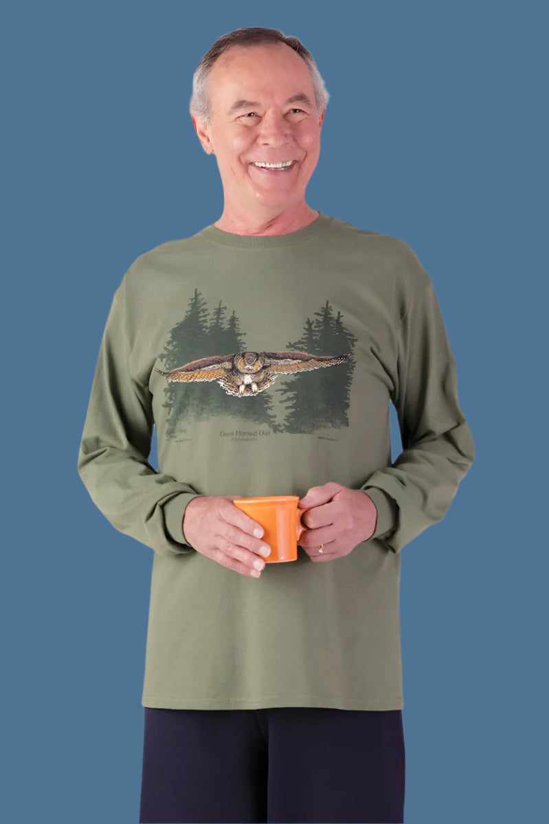 Men's Long Sleeve Printed Snap Back T-Shirt by Buck & Buck, and available in different sizes. This tops item is part of our t-shirts collection.